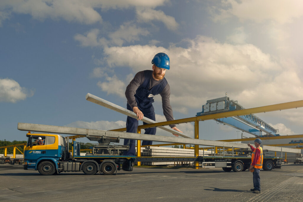 Digital Art Fotografie man die betonnen balk tilt